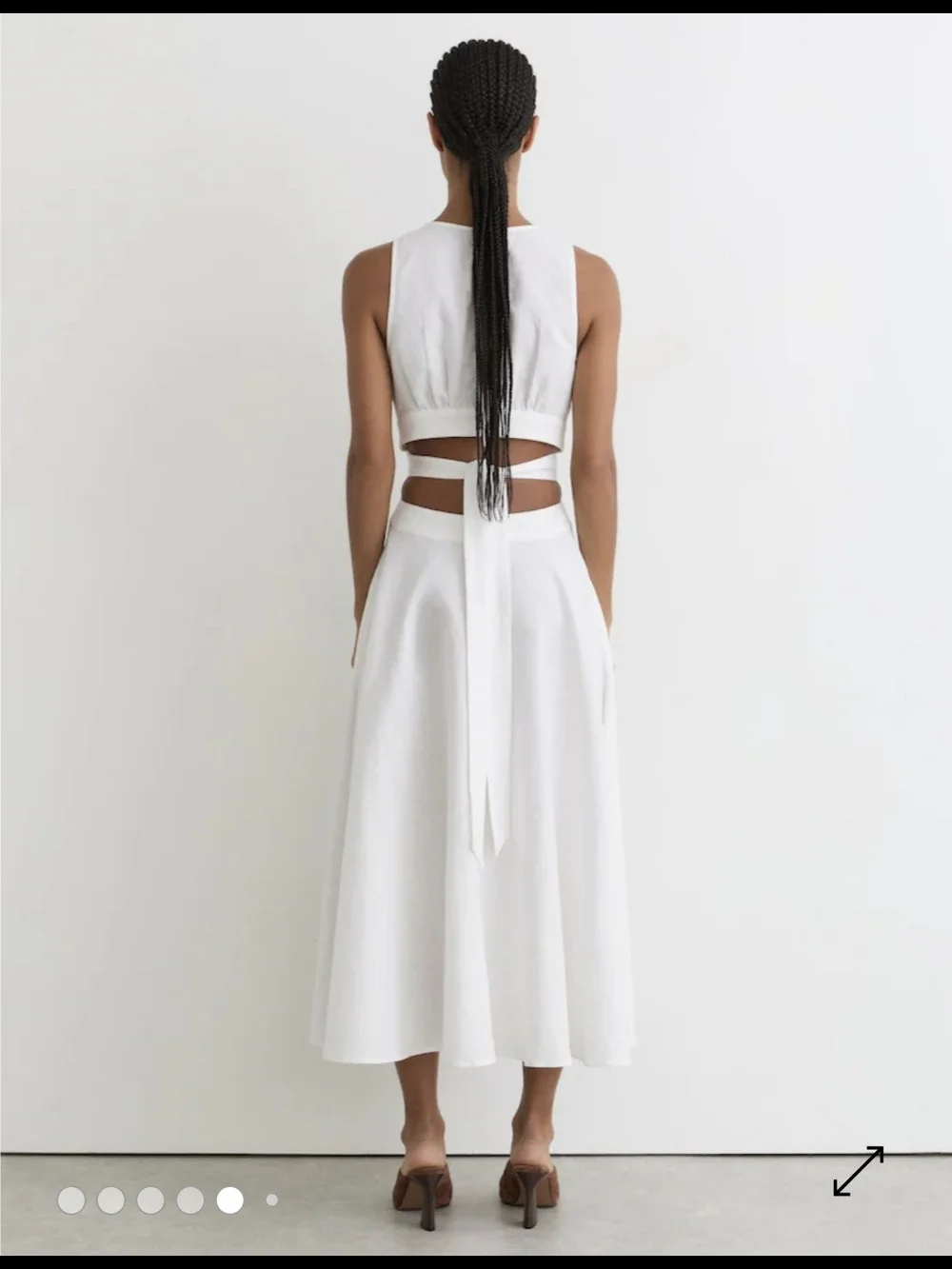 Reiss Hazel Linen Cutout Midi Dress Ivory 2 $310 - Picture 5 of 7